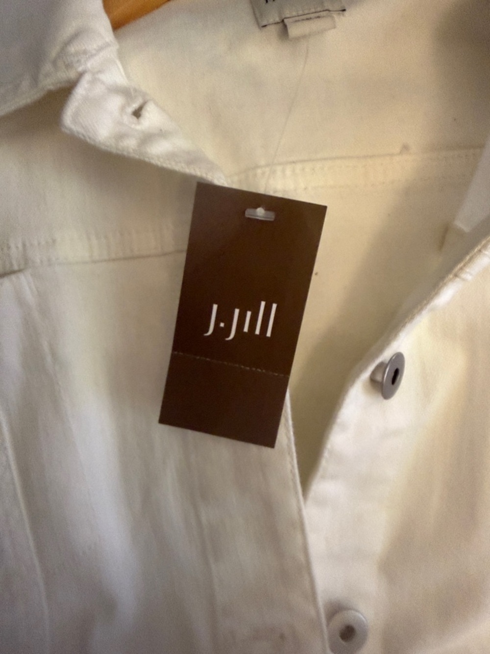 J. Jill White Casual Button-Front Shirt Jacket - Picture 3 of 3